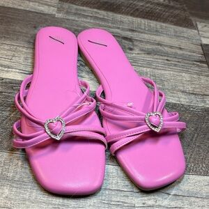 Pink Heart-Embellished Women's Sandals
